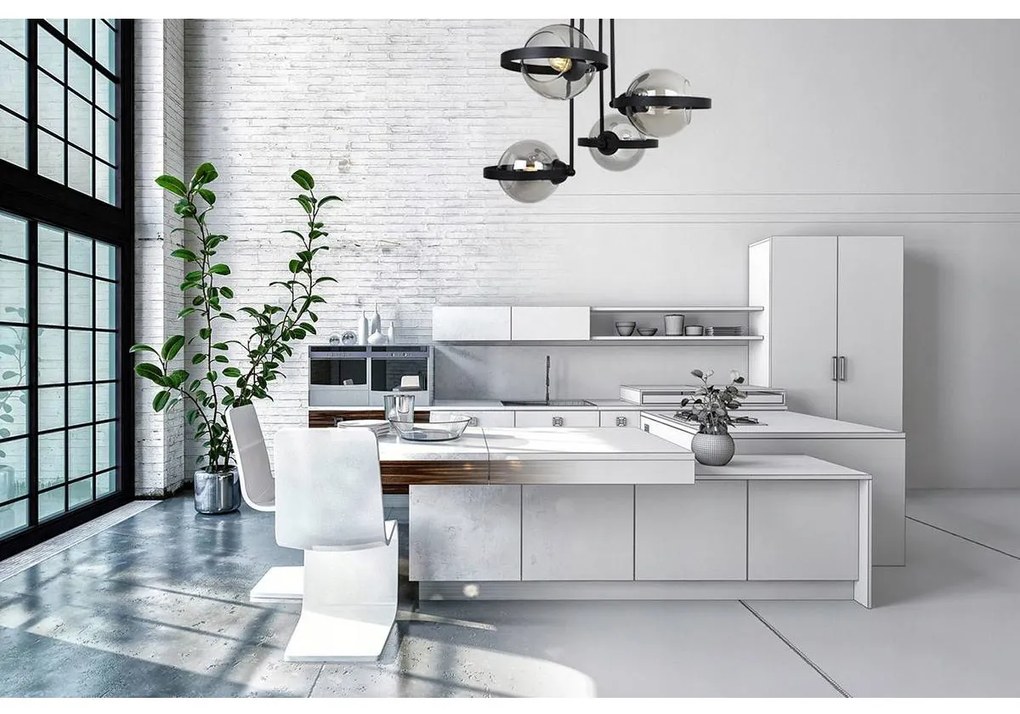 Stropné svietidlo Haga Ring, 4x grafitové sklenené tienidlo (výber z 3 farieb uchytenia)