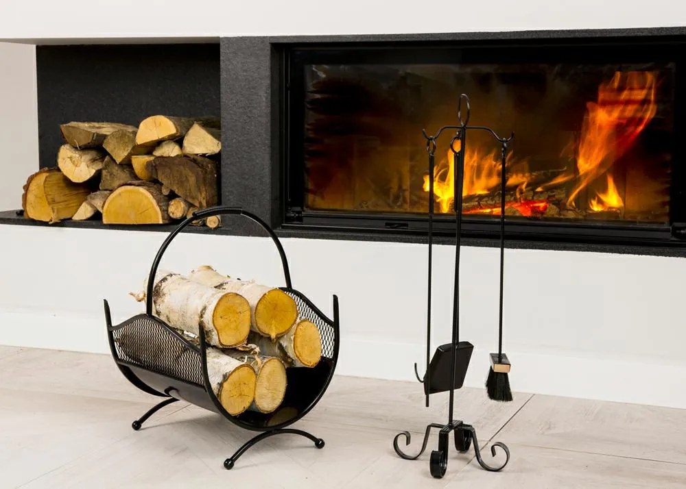 Kovový kôš na drevo Criss, 40x52 cm, čierna