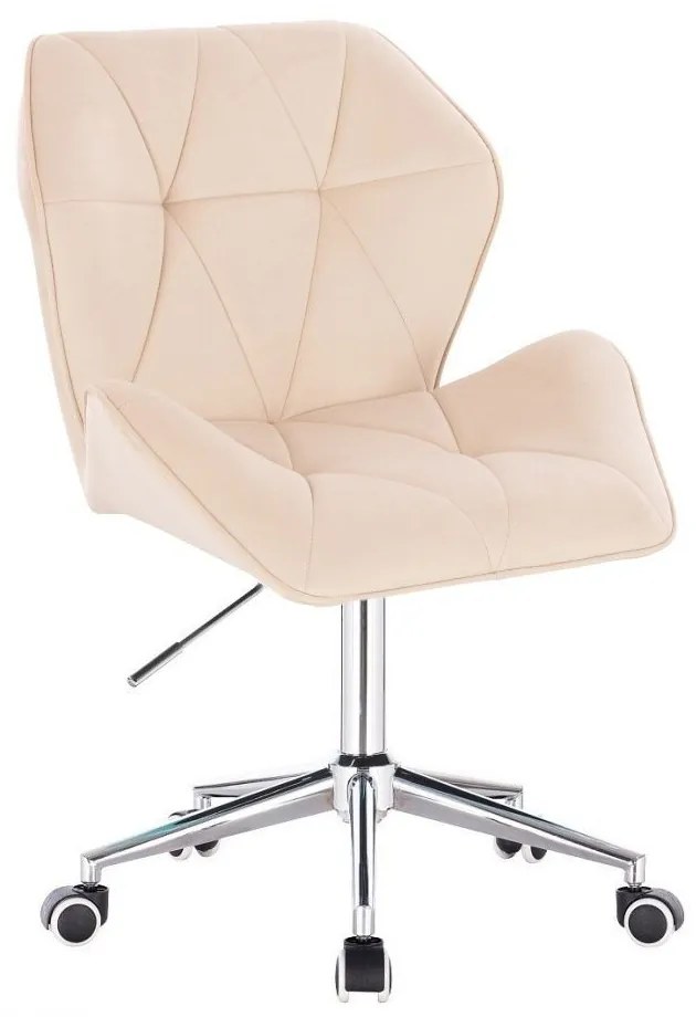 LuxuryForm DESIGN Stolička MILANO MAX VELUR na striebornej podstave s kolieskami - krémová