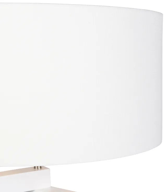 Stojaca lampa trojnožka biela drevo s bielym tienidlom 50 cm - Puros
