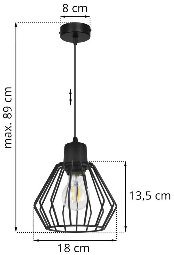 Závesné svietidlo Nuvola 2, 1x čierne drôtené tienidlo