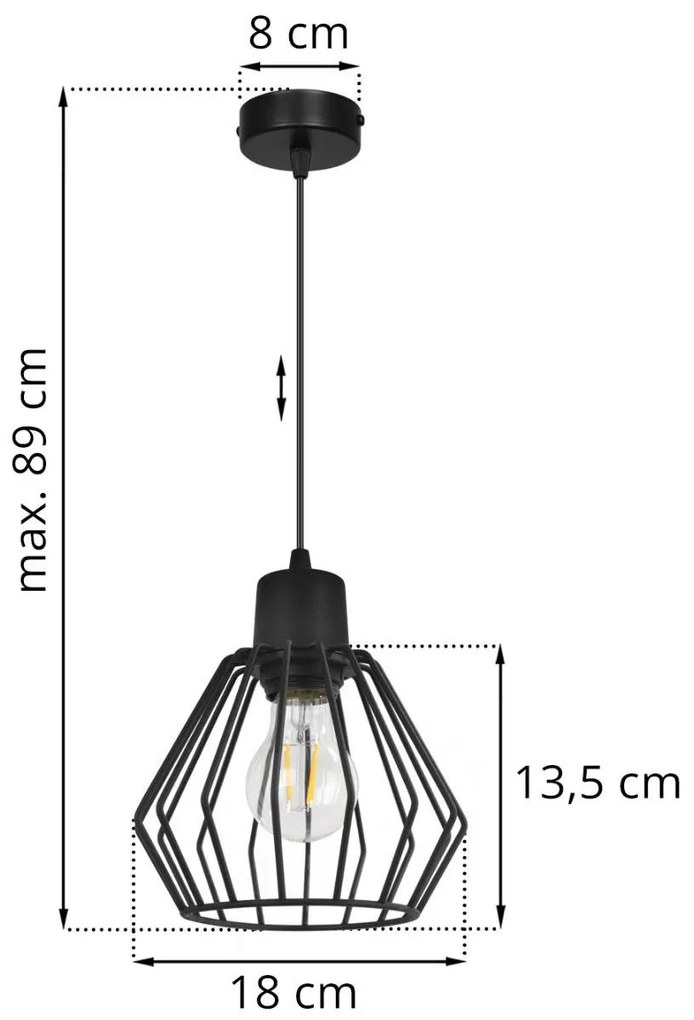 Závesné svietidlo NUVOLA 2, 1x čierne drôtené tienidlo
