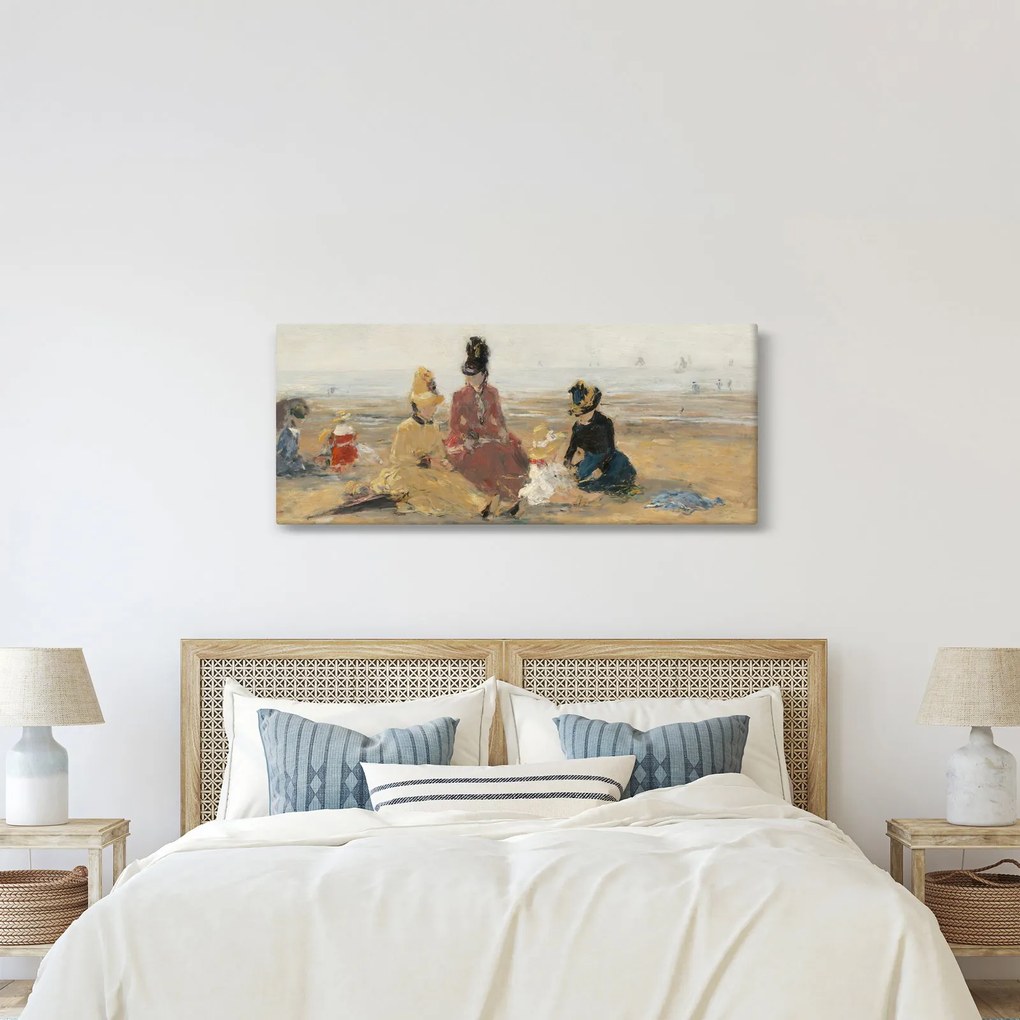 Obraz - Eugène Boudin, On the Beach, Trouville, reprodukcia (120x50 cm)