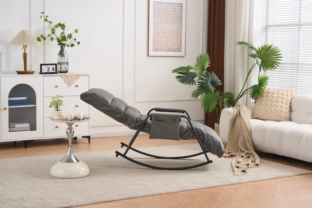 Hojdacie kreslo s 5-stupňovým nastavením, polstrované, šedé