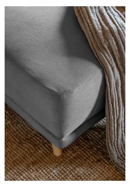 Sivá menčestrová rozkladacia rohová pohovka (variabilná) Lazy Lukka – Miuform