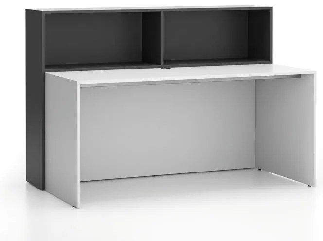 Kancelárska zostava single SEGMENT, 2 police, biela/grafit