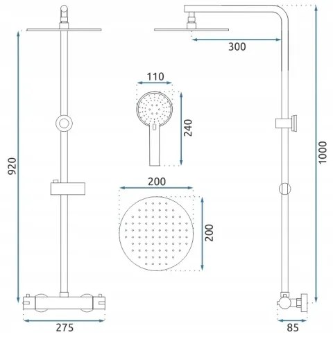 REA-P8413 - Sprchová súprava s termostatickou batériou BLISS v brúsenom zlate