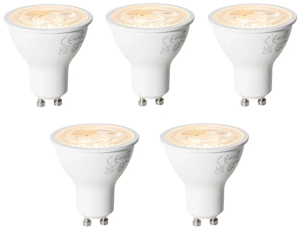 Sada 5 GU10 3-krokovo stmievateľných LED žiaroviek 6W 430 lm 2000 - 6000K