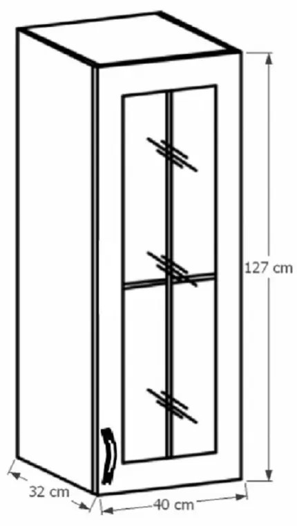 Horná kuchynská skrinka so sklom W40S Provense (biela + sosna andersen) (P). Vlastná spoľahlivá doprava až k Vám domov. 1015190