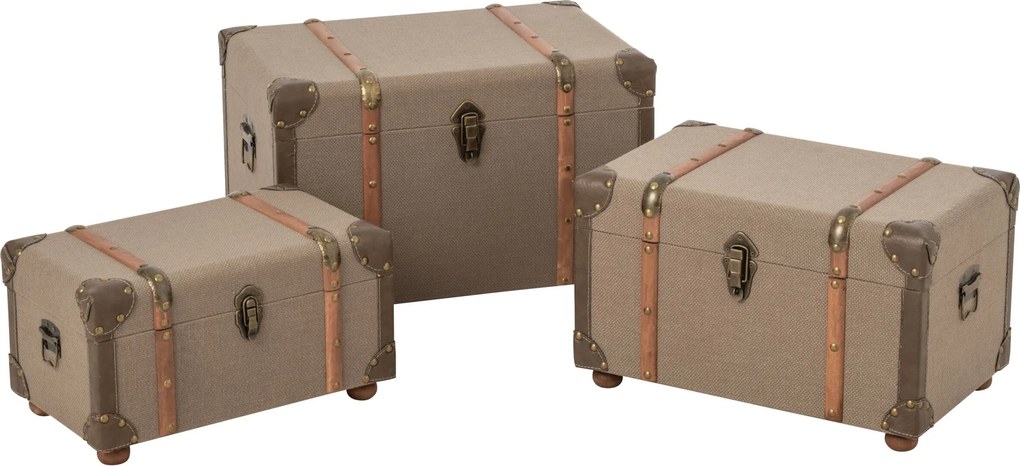 Súprava 3 kufrov z MDF olivovo zelená/hnedá – 54*35*35 cm