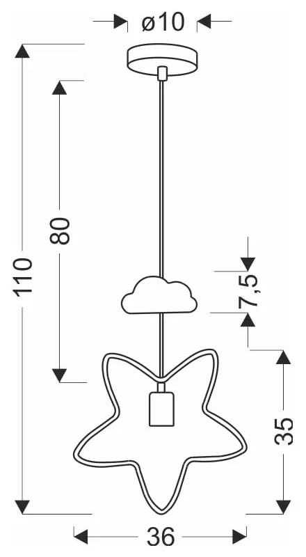 Čierno-biely detský luster s kovovým tienidlom Single – Candellux Lighting