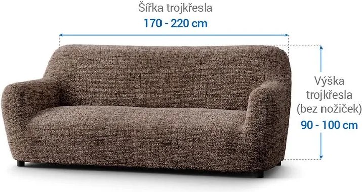 Bielastické poťahy VITTORIA hnedá trojkreslo (š. 170 - 220 cm)