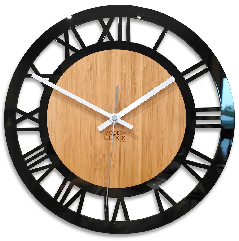 Bambusové nástěnné hodiny Verona 30 cm hnědé/černé