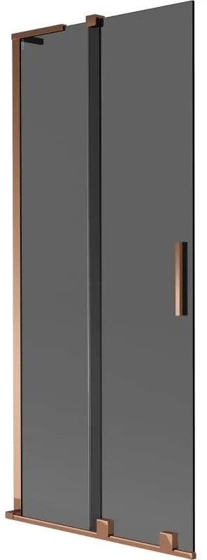 Mexen Velar L, 2-krídlová posuvná vaňová zástena 80 x 150 cm, 8mm šedé sklo, ružové zlato, 896-080-003-41-60
