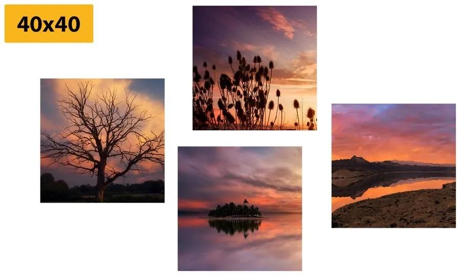Set obrazov príroda plná romantických farieb - 4x 60x60