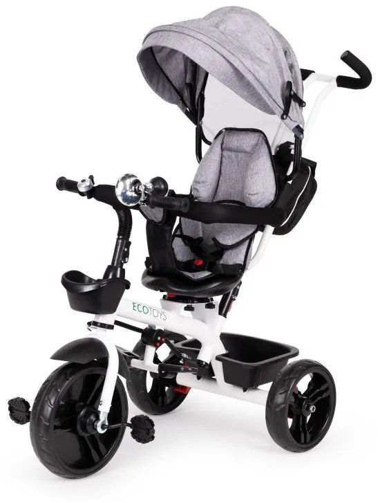 Sivá otočná trojkolka so strieškou Ecotoys