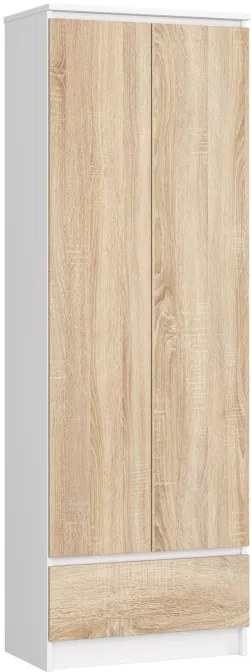 Uzavretý regál R60 2D 1SZ CLP biely / sonoma