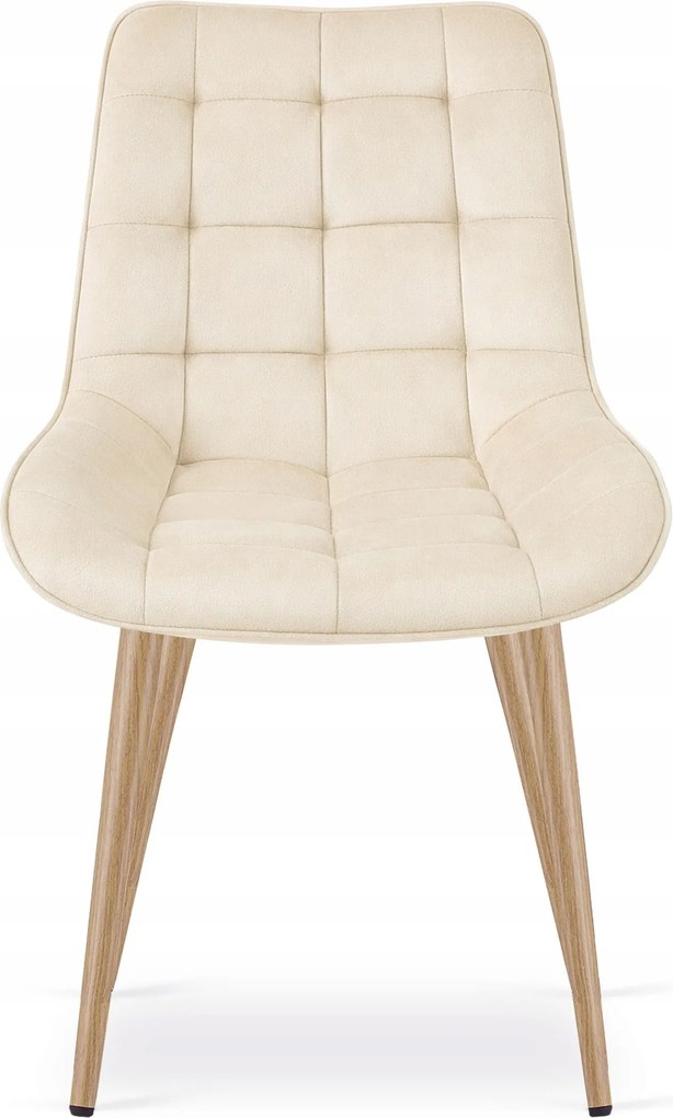 Dekorstudio Zamatová jedálenská stolička BERA – svetlobéžová s nožičkami v dekore duba Počet stoličiek: 1ks