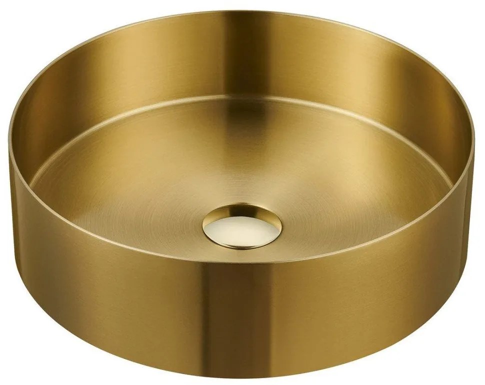 SAPHO Aurum okrúhle umývadlo na dosku bez otvoru, bez prepadu, priemer 380 mm, zlatá matná, AU201