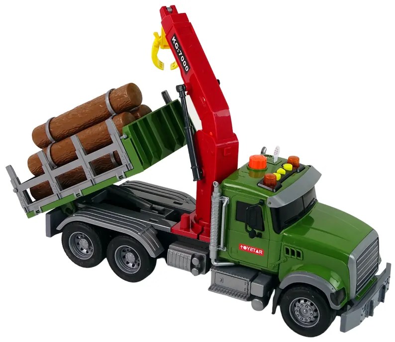 LEAN TOYS Nákladné auto so žeriavom na prepravu dreva