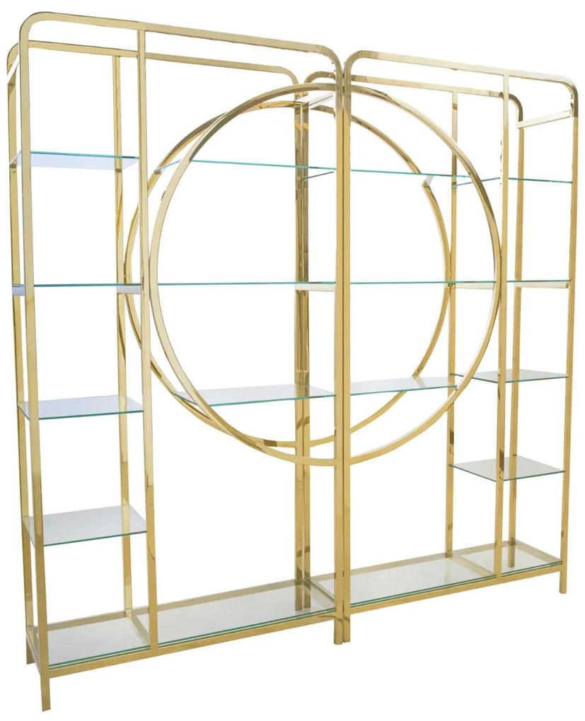 Blahnik nádherná zlatá chrómová knižnica so sklenenými policami 240/40/240  cm 24142 | BIANO