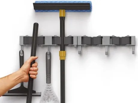 Nástenný držiak na metly a náradie (2 ks) Hang-up 4, šedý%