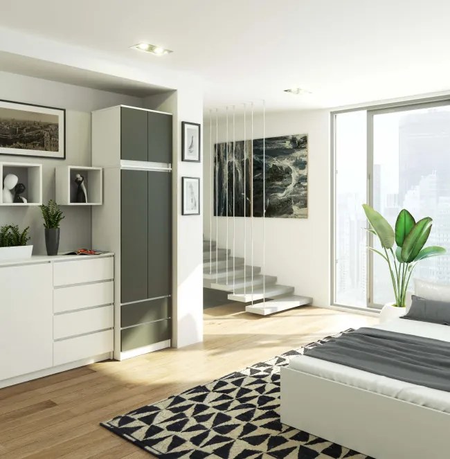 Skriňa s nadstavcom S 60 cm 2D 2SZ CLP biela / sivá