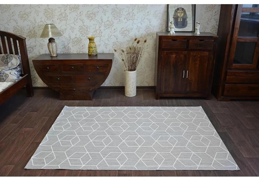 Kusový koberec Kocky 3D sivý 120x170cm
