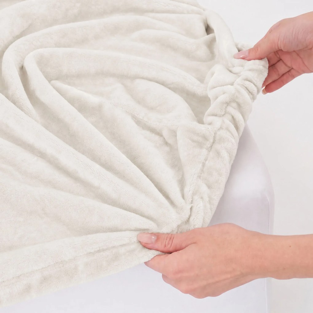 Goldea mikroplyšová elastická plachta deluxe – slonová kosť 180 x 200 cm