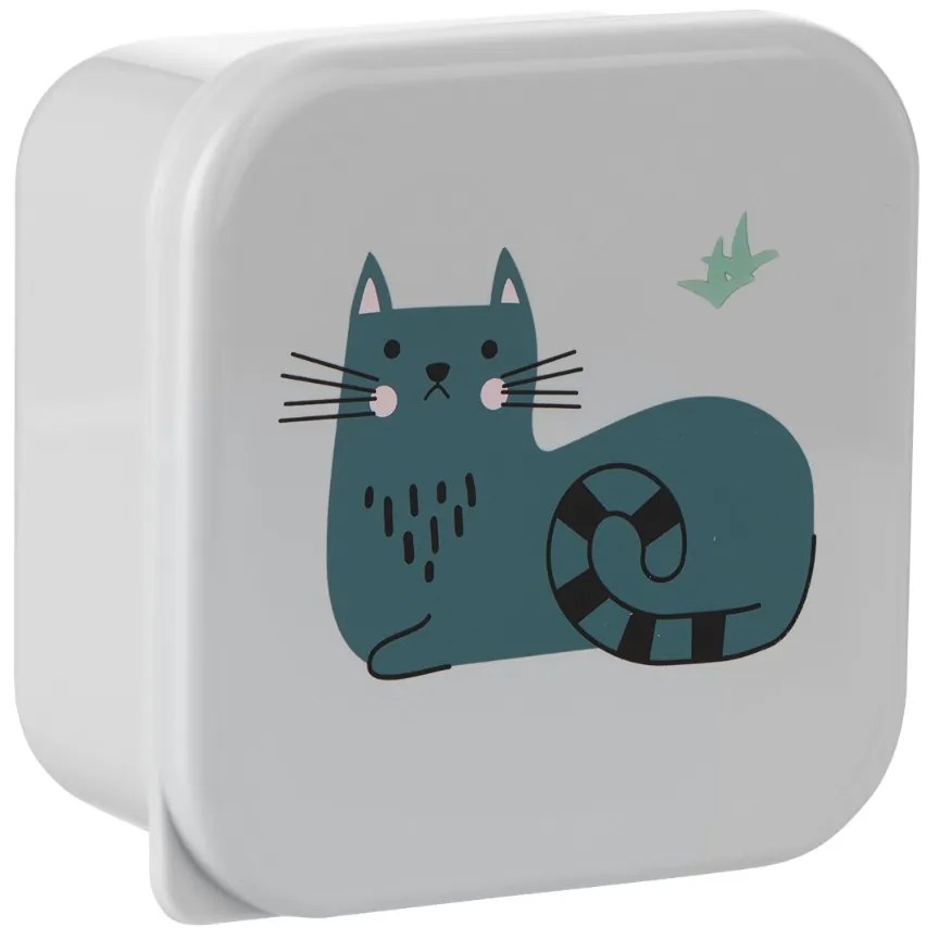 Súprava boxov na desiatu 4 ks Kitty Cat Grey