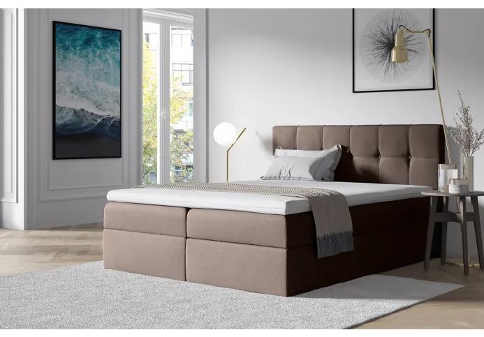 Čalúnená posteľ s úložným priestorom Recivio hnedá 140 x 200