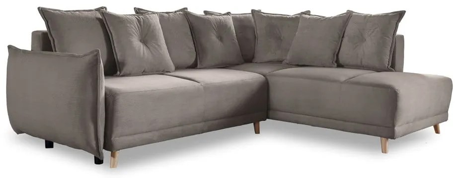 Svetlohnedá menčestrová rozkladacia rohová pohovka (pravý roh) Lazy Lukka – Miuform