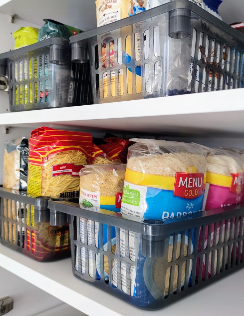 Úložný kôš, box a organizér extra hlboký 50 cm x 20 cm INVA, sivý