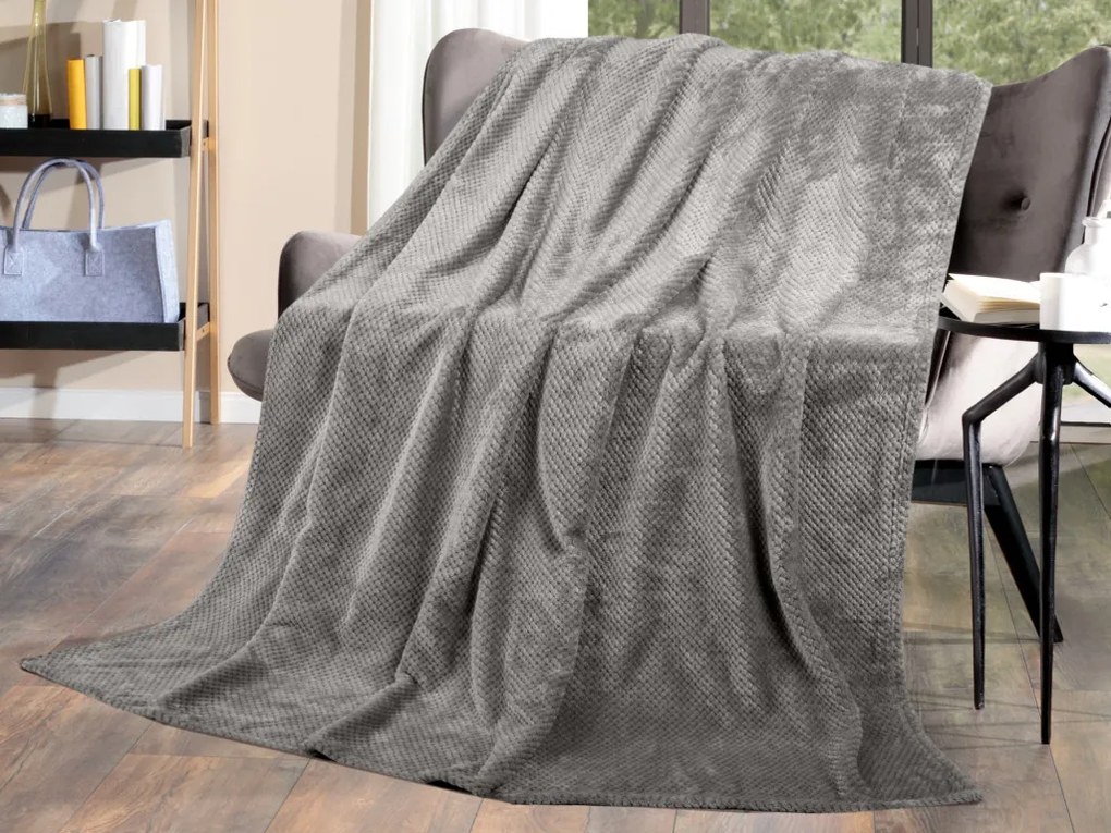 Flanelová deka Cashmere Dots 220x240 cm, šedá