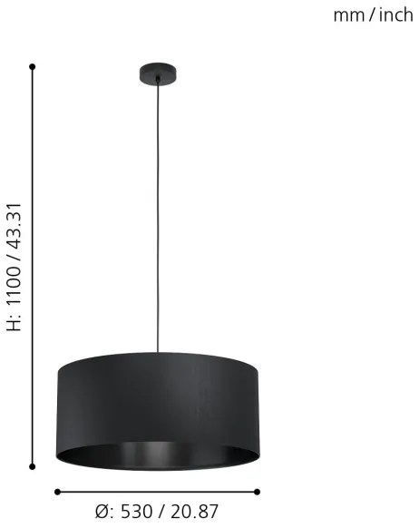 Eglo 99043 - Luster na lanku MASERLO 1xE27/40W/230V