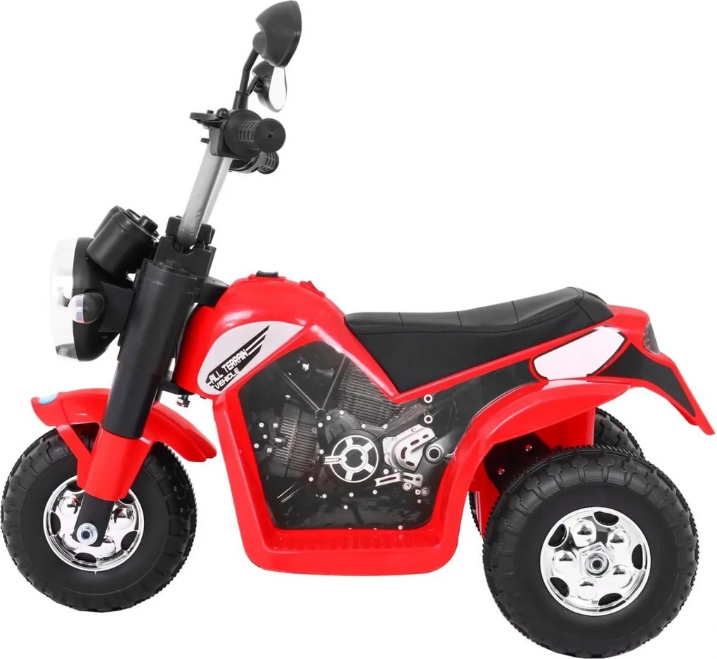 Ramiz MiniBike batériový bicykel pre deti Červená + zvuky + LED svetlá + ekokoža