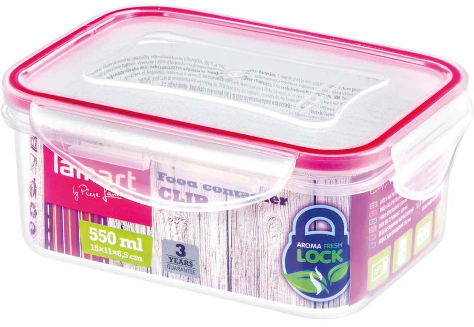 Lamart LT6007 dóza obdĺžnik Clip 550ml, 0,55 l