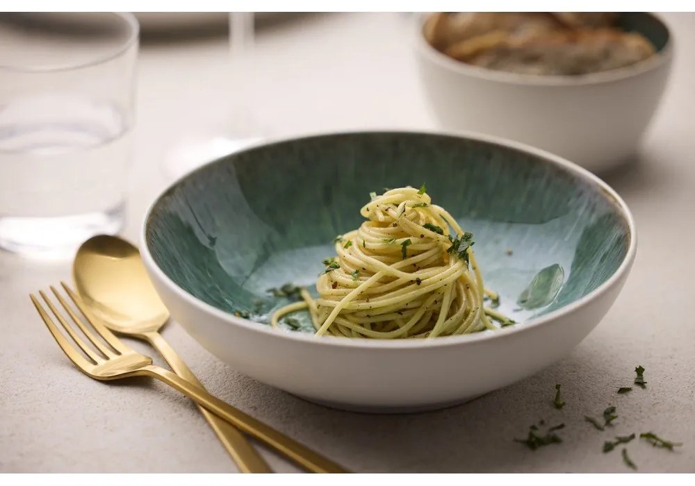 Biela/zelená miska z kameniny 900 ml Gastro White/Green – Bitz