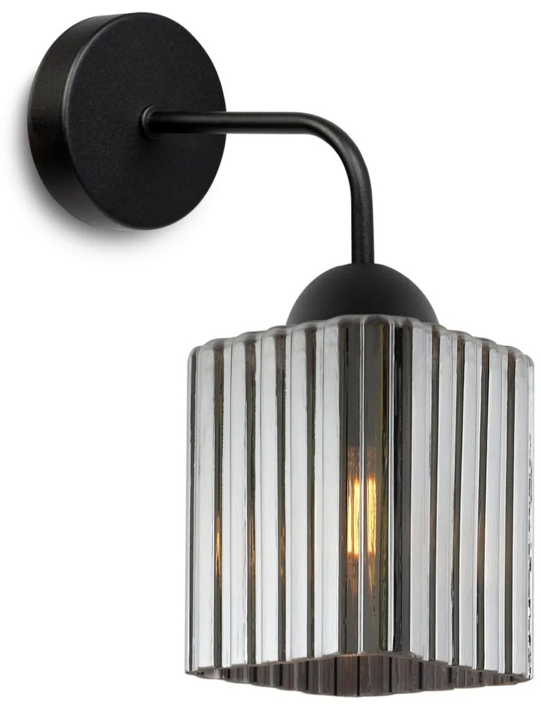 Nástenné svietidlo Riffle Square, 1x grafitové sklenené tienidlo, b