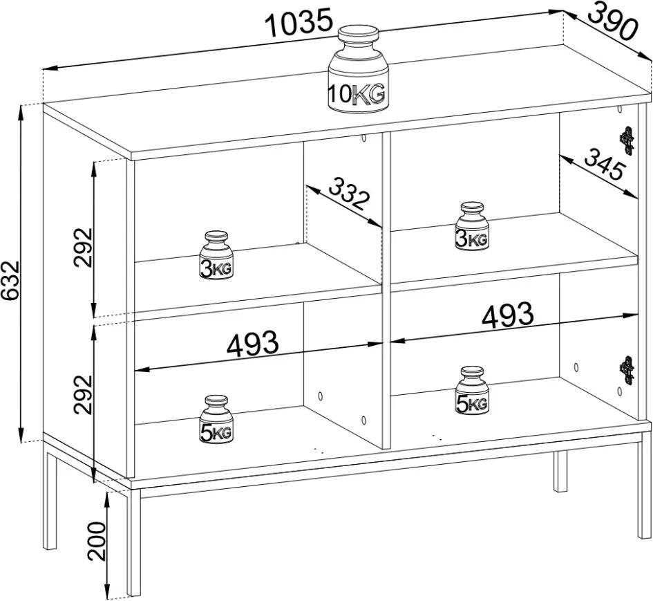 KOMODA ALESSIO 104 cm KAŠMÍR LED