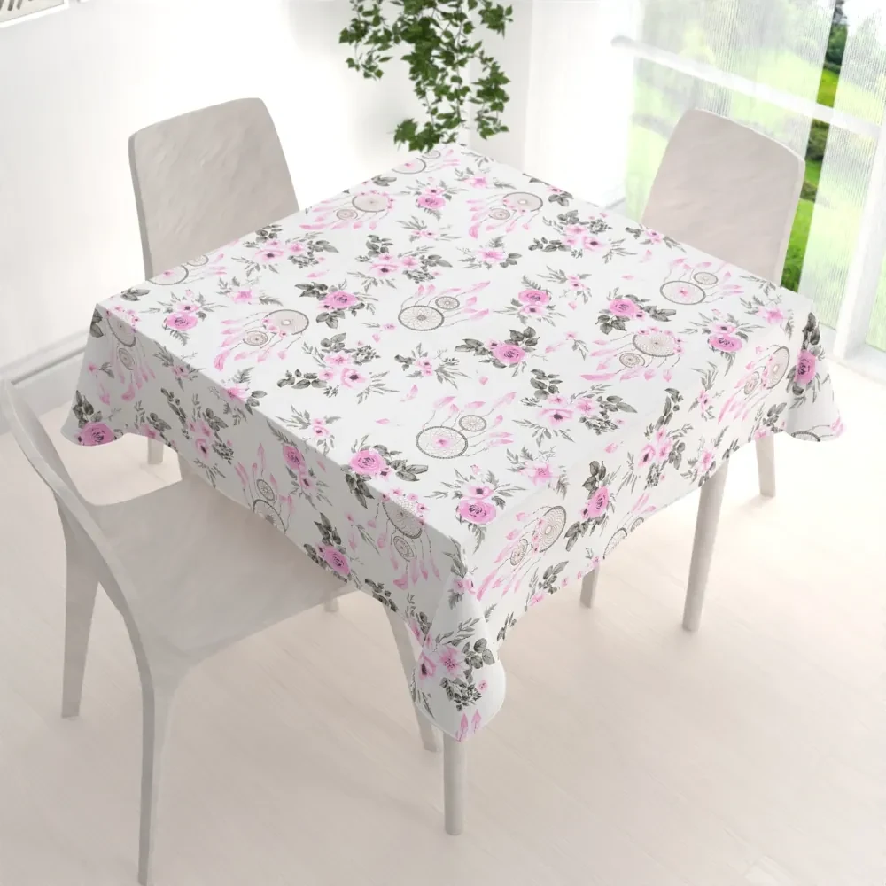 Biante Bavlnený štvorcový obrus Sandra SA-476 Ružové lapače snov a ruže II. 60x60 cm