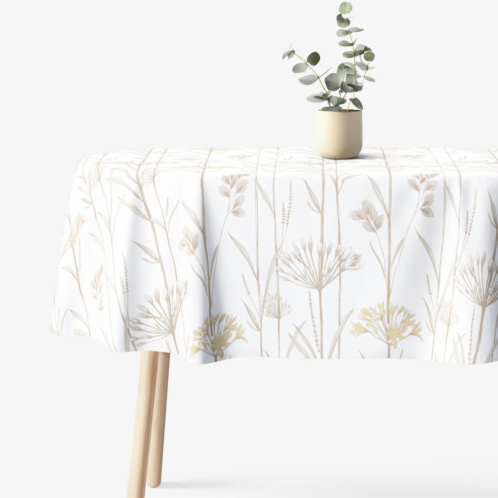 Goldea oválny obrus 100% bavlnené plátno - okrasné rastliny 140 x 240 cm