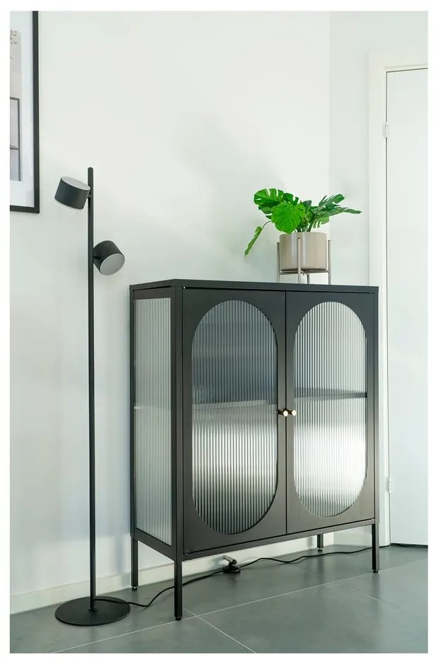 Čierna kovová vitrína 90x110 cm Adelaide – House Nordic