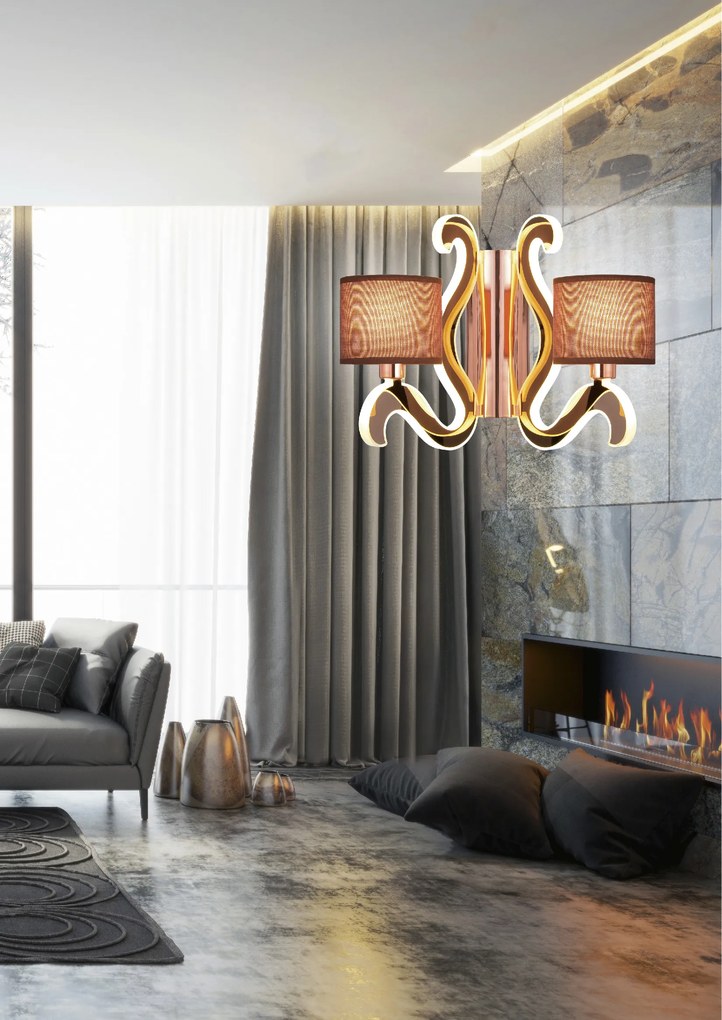 Candellux AMBROSIA 3 Nástenné svietidlo 2X40W E14 12,3W LED Copper 22-33529