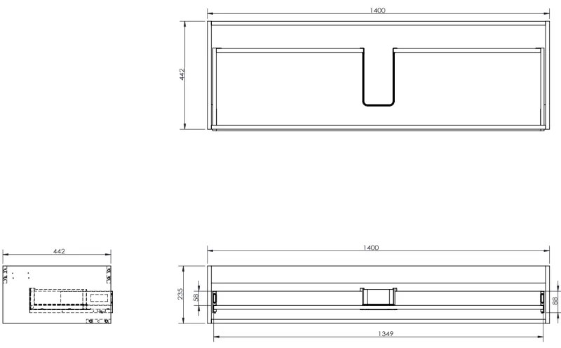 Mexen Rivel, kúpeľňová skrinka pod umývadlo 140 cm, 1 zásuvka, drážkovaná, biela matná, 91A20-14023-1-BF01