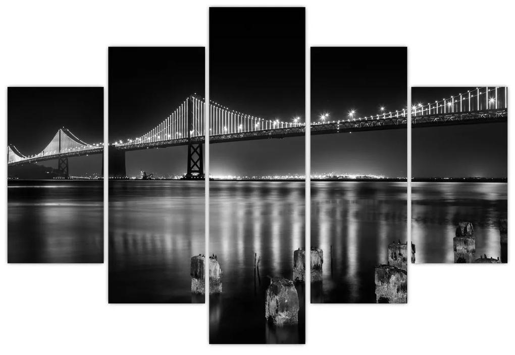 Obraz - Čiernobiely most (150x105 cm)