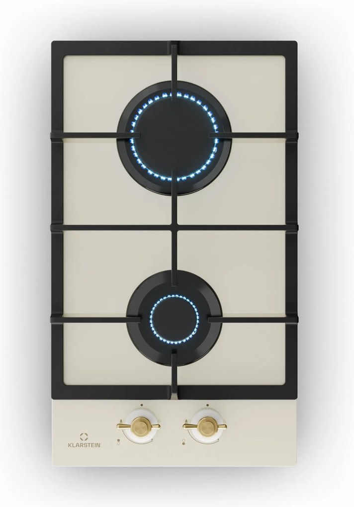 Klarstein Victoria Domino, plynová varná doska, 2 Sabaf horáky, sklokeramika, retro dizajn