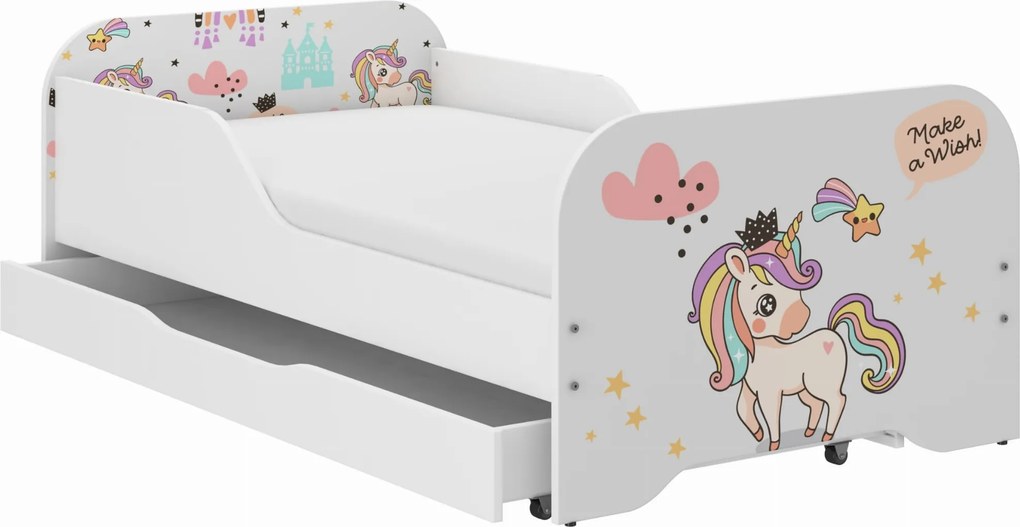 Wooden Toys Detská posteľ MIKI 160x80 JEDNOROŽEC RAINBOW