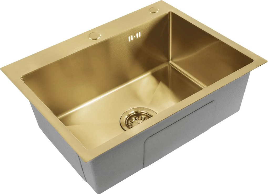 Rea Liam, oceľový kuchynský drez 530x450x200mm + sifón, zlatá matná, ZLE-06007