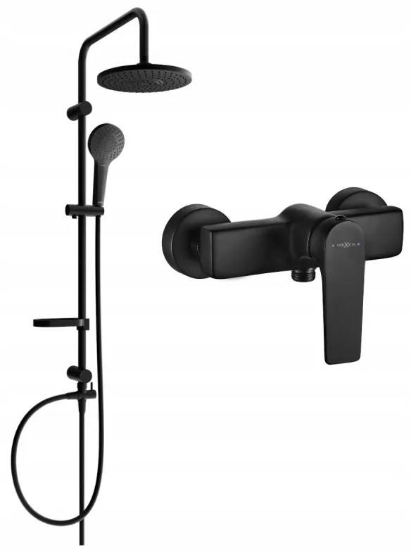 Mexen Erik sprchový set s dažďovou sprchou a sprchovou batériou Lynx, čierna matná, 745940205-70